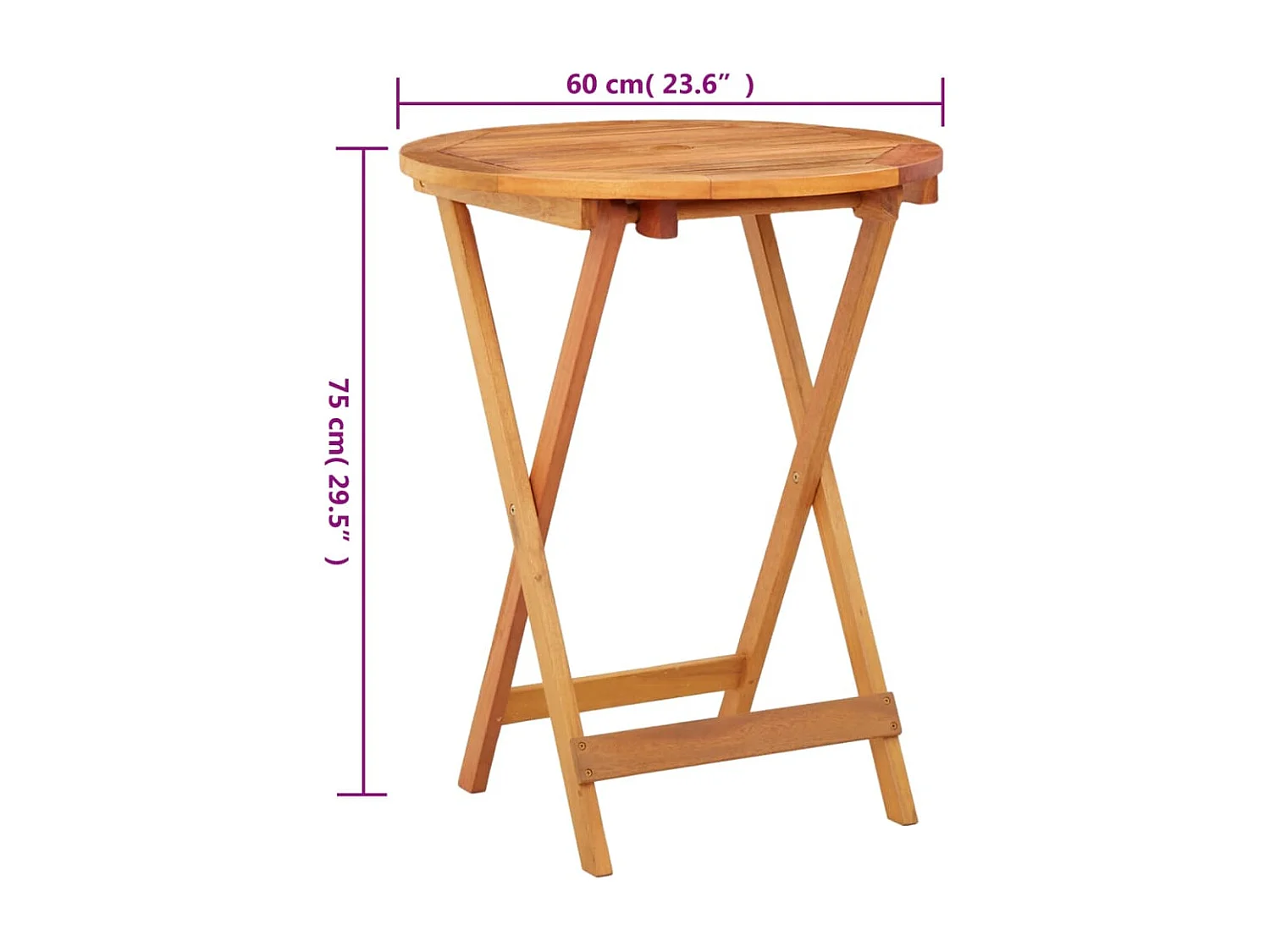 Mesa de jardim dobrável Ø60x75 cm madeira eucalipto maciça PT144733