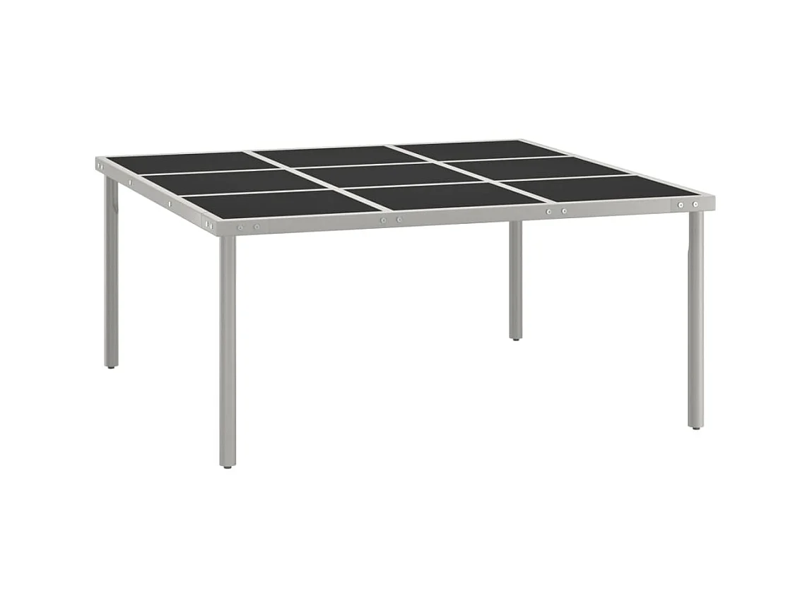 Table de salle à manger de jardin 170x170x74,5cm Verre et acier GHR41229