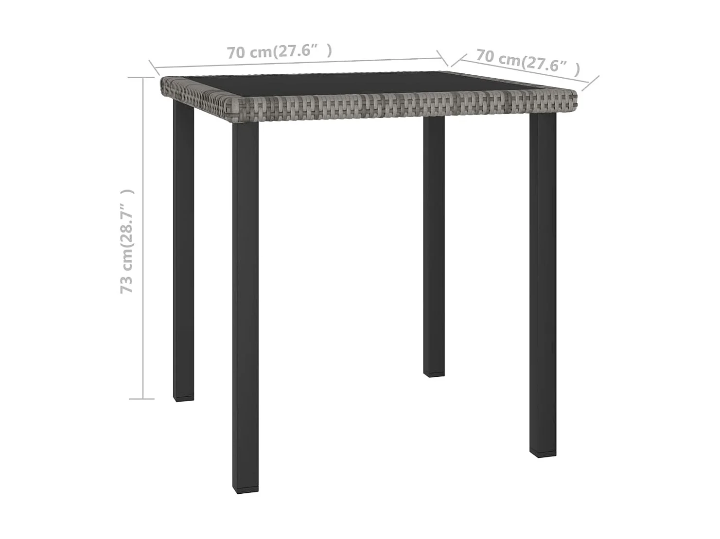 Table à manger de jardin Gris 70x70x73 cm Résine tressée GHR44667