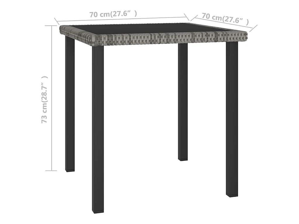 Tuintafel 70x70x73 cm poly rattan grijs NL954012