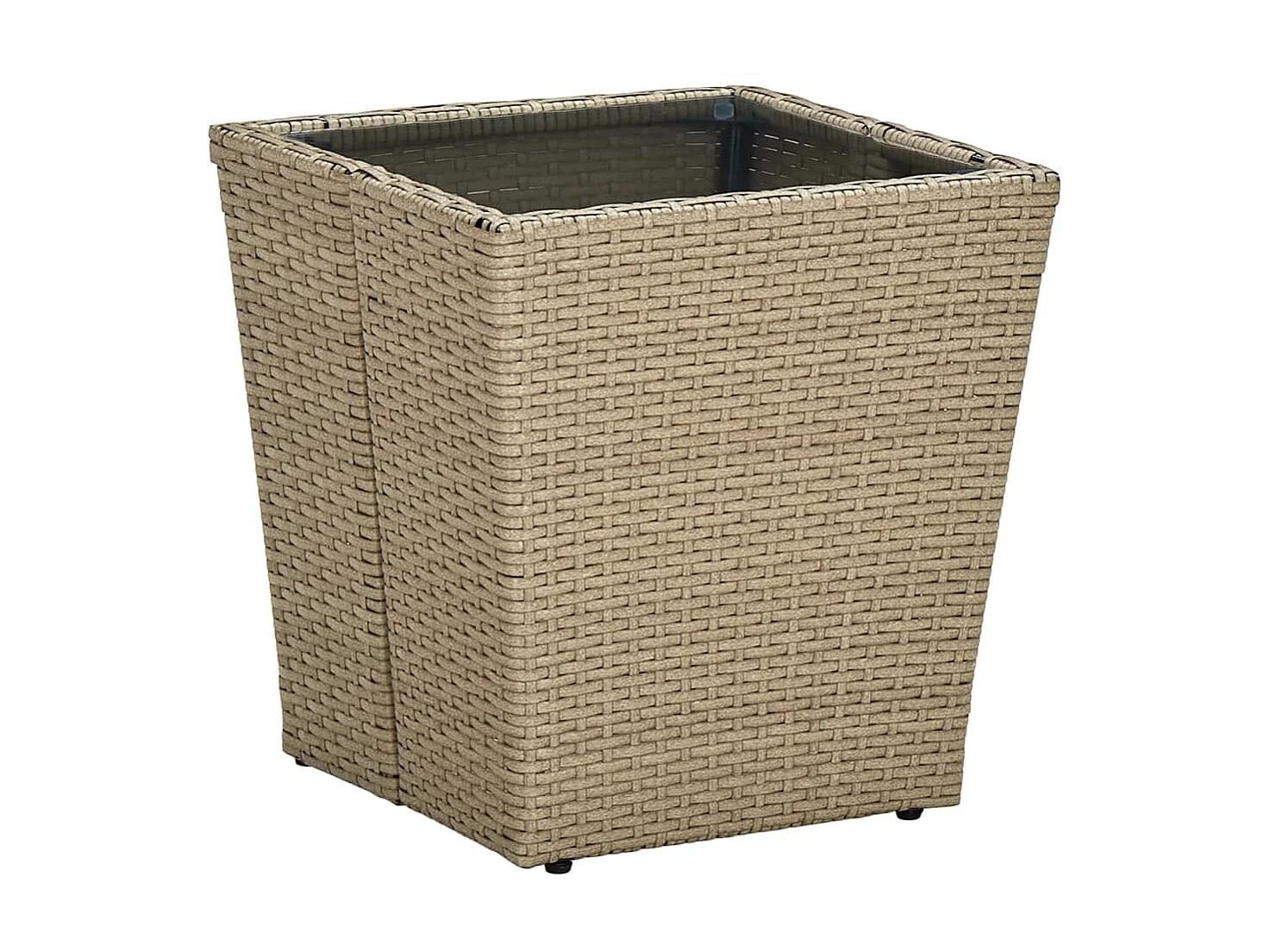 Table à thé Beige 41,5x41,5x44cm Résine tressée et verre trempé GHR83647