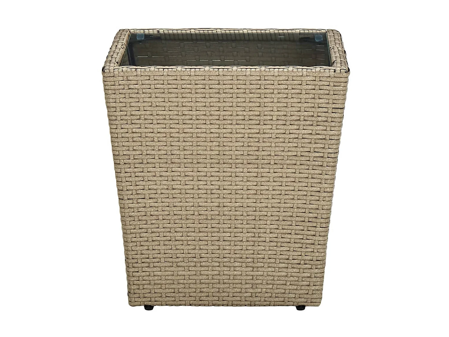 Table à thé Beige 41,5x41,5x44cm Résine tressée et verre trempé GHR83647