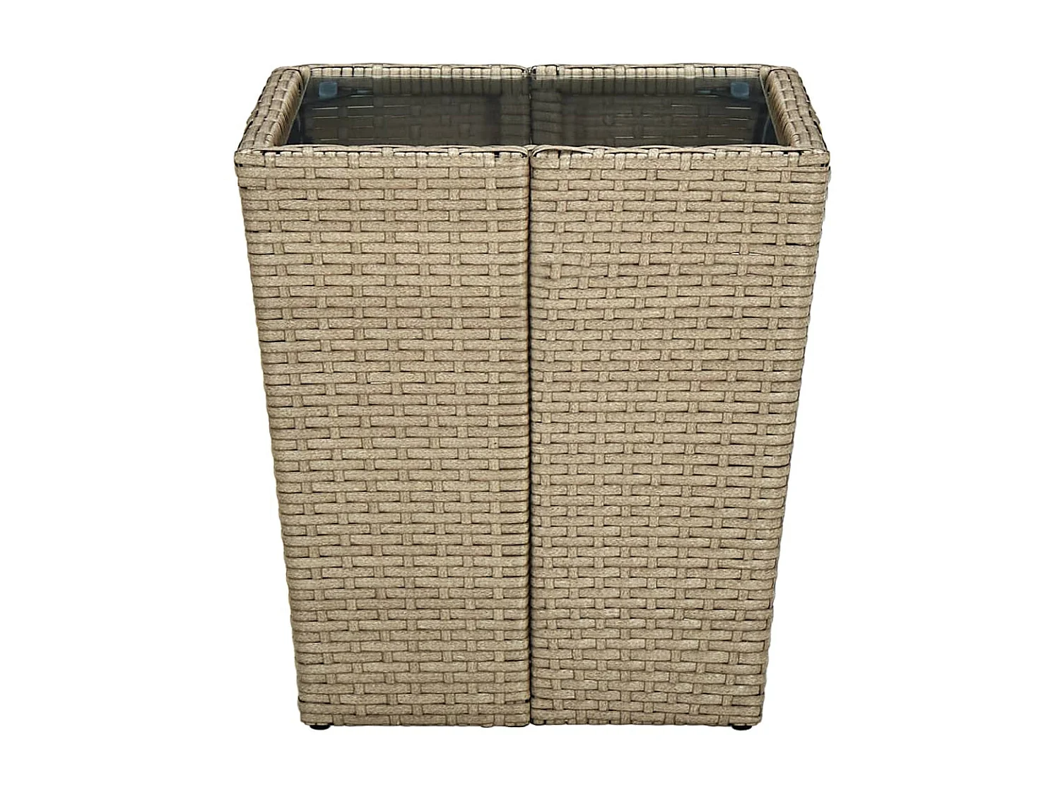 Table à thé Beige 41,5x41,5x44cm Résine tressée et verre trempé GHR83647