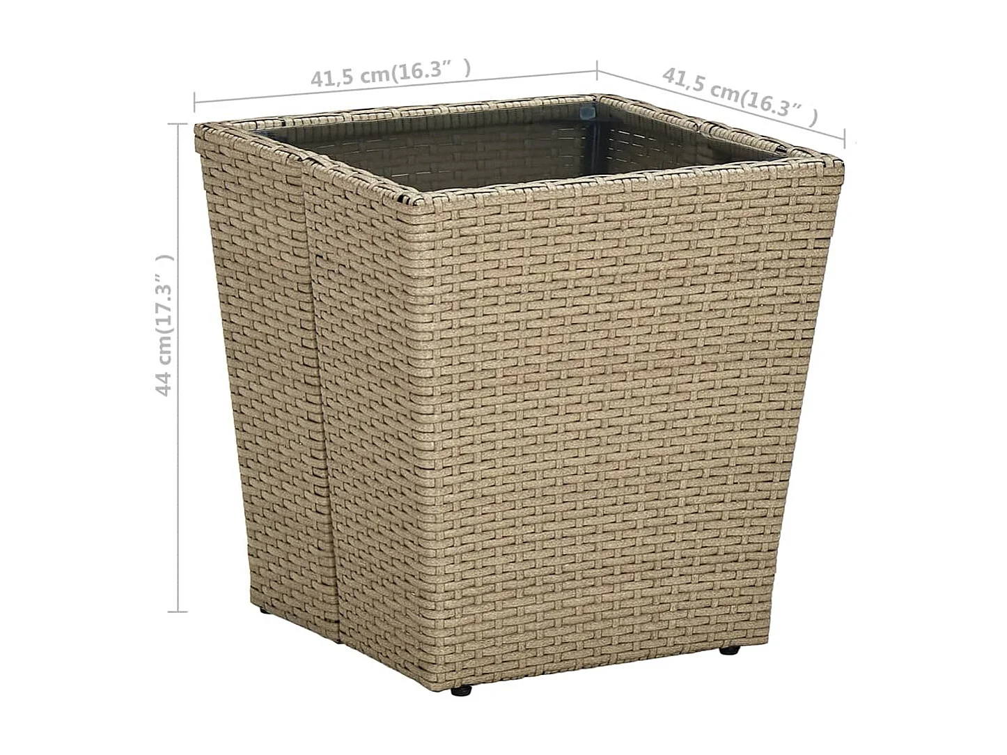 Table à thé Beige 41,5x41,5x44cm Résine tressée et verre trempé GHR83647