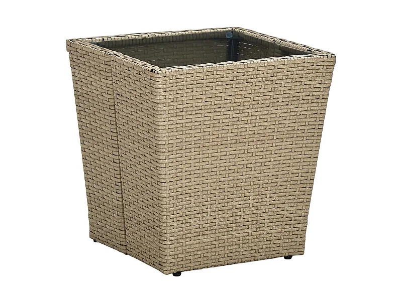 Salontafel 41,5x41,5x44 cm poly rattan en gehard glas beige NL729505