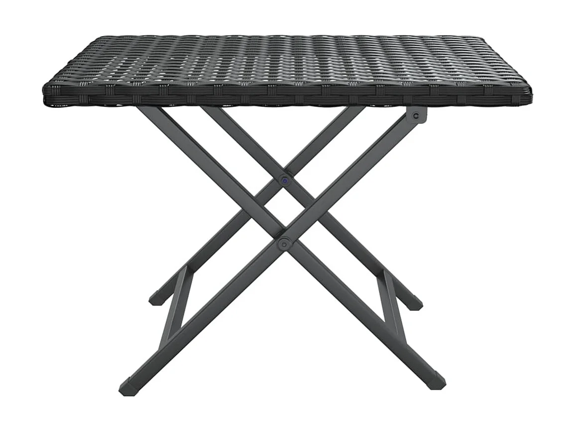 Table pliable noir 45x35x32 cm résine tressée GHR84608