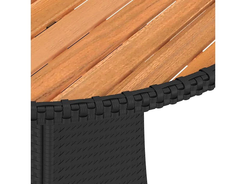 Table à manger de jardin Noir Ø 70 cm Résine tressée et acacia GHR60736