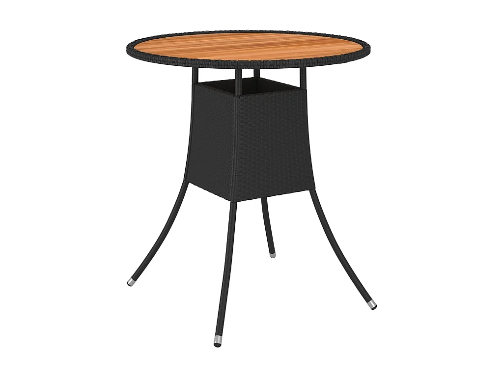 Mesa de comedor de jardín ratán sintético acacia negro Ø 70 cm KOW91768