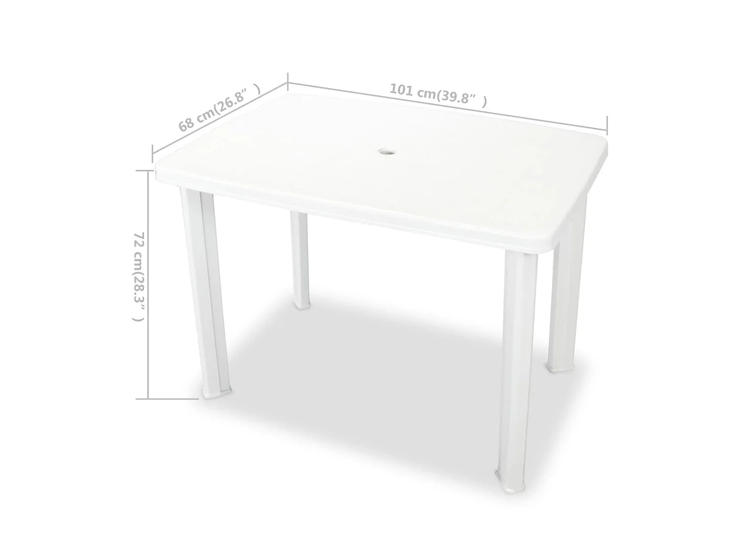 Tuintafel 101x68x72 cm kunststof wit NL921277