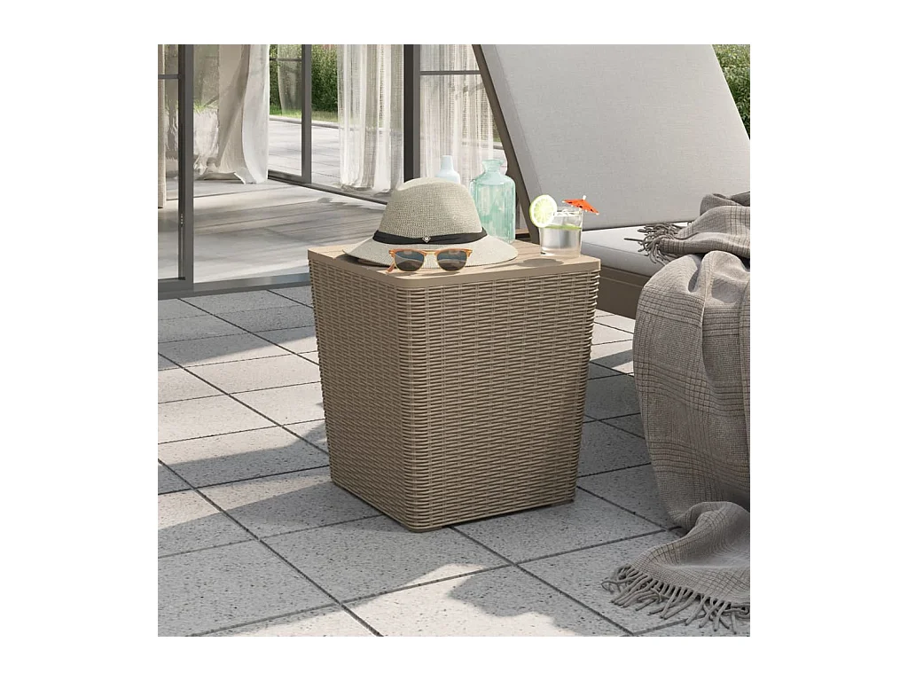 Table de jardin avec couvercle amovible marron clair PP GHR54128
