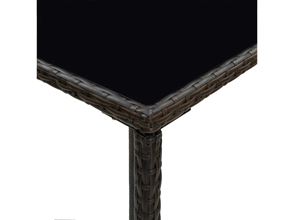 Mesa alta de jardín ratán sintético y vidrio marrón 70x70x110 cm KOW88225