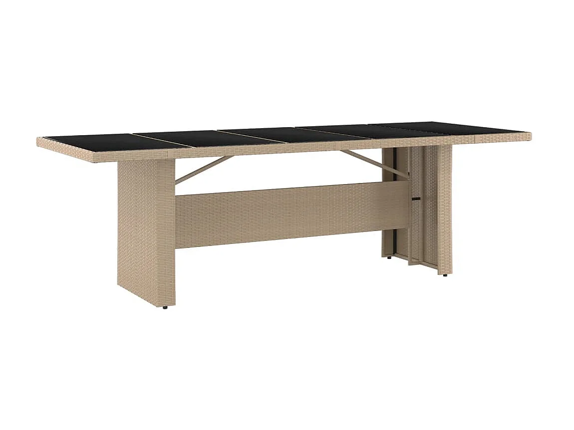 Table de jardin plateau en verre Résine tressée verre trempé GHR27347