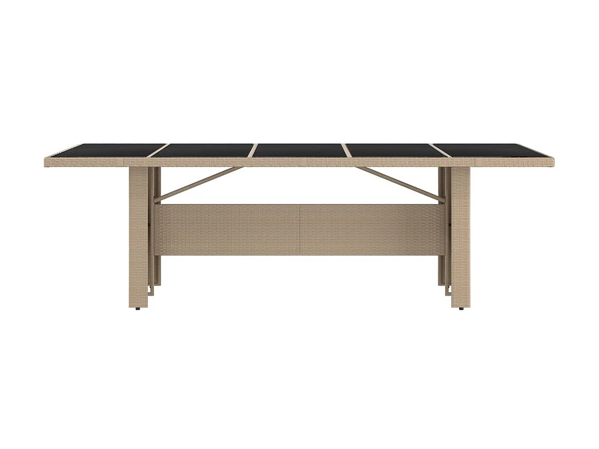 Table de jardin plateau en verre Résine tressée verre trempé GHR27347