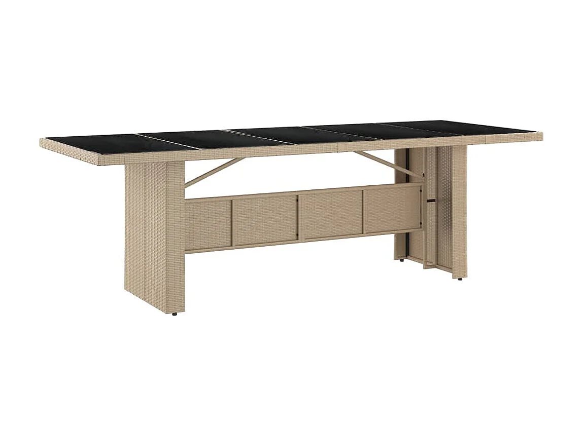 Table de jardin plateau en verre Résine tressée verre trempé GHR27347