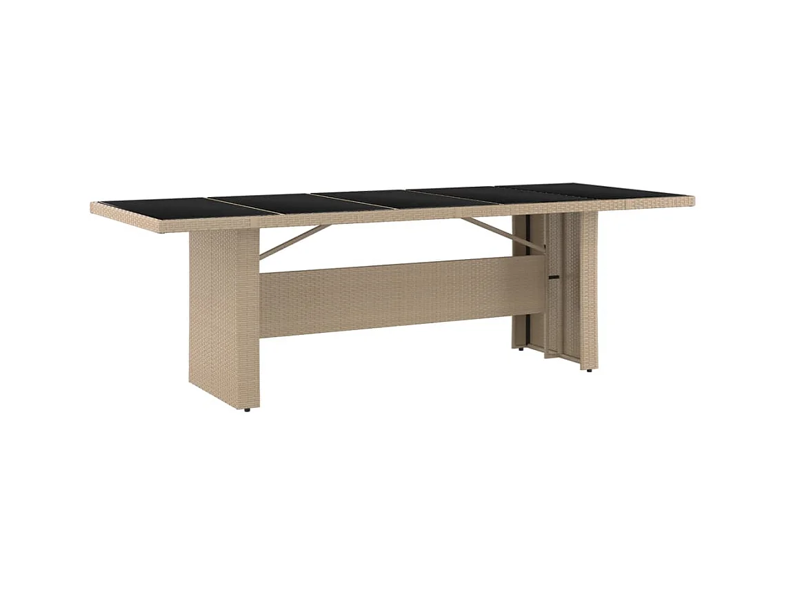 Table de jardin plateau en verre Résine tressée verre trempé GHR27347