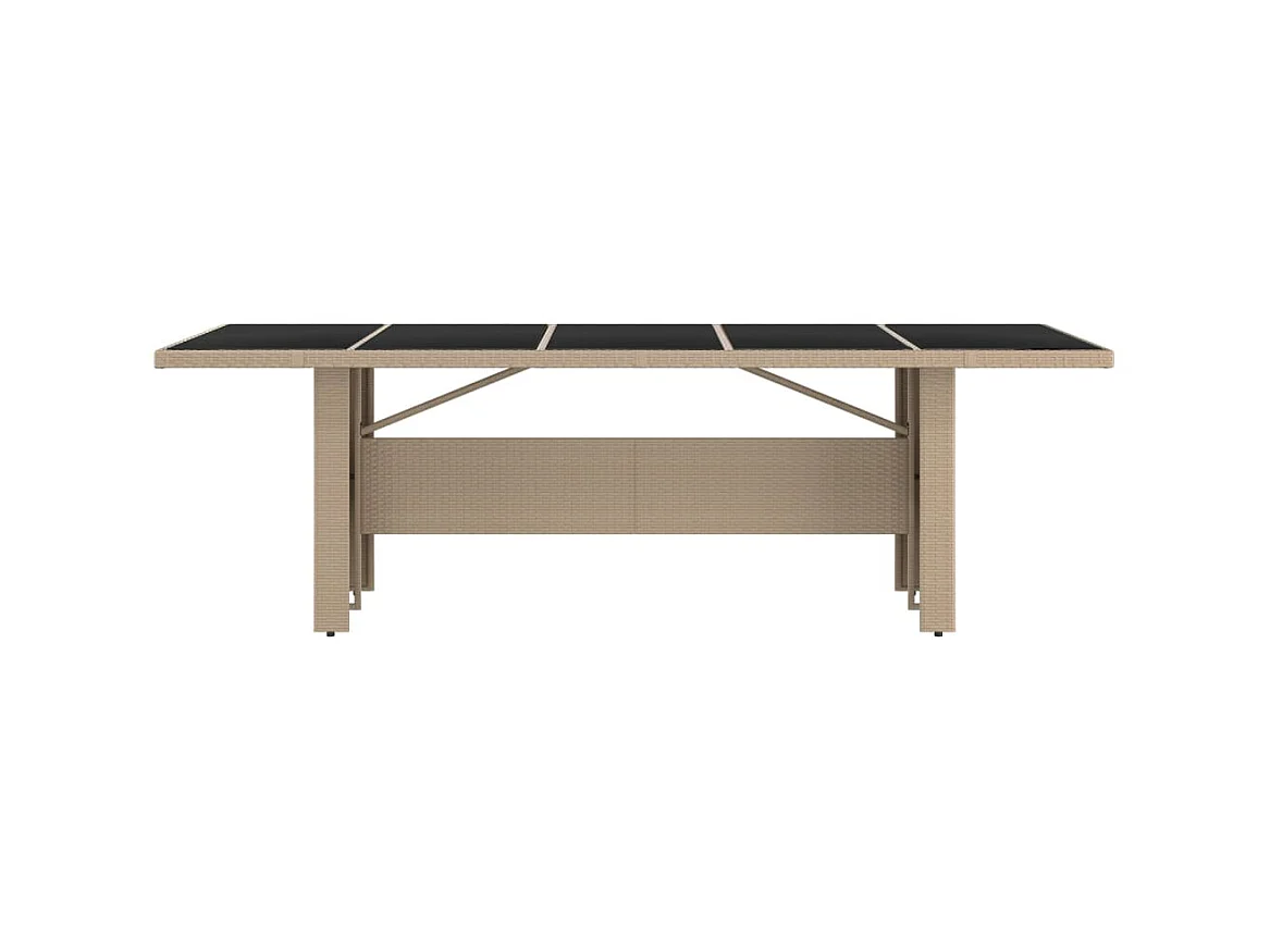 Table de jardin plateau en verre Résine tressée verre trempé GHR27347