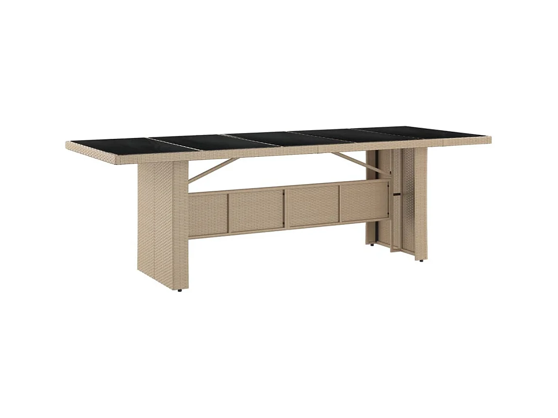 Table de jardin plateau en verre Résine tressée verre trempé GHR27347