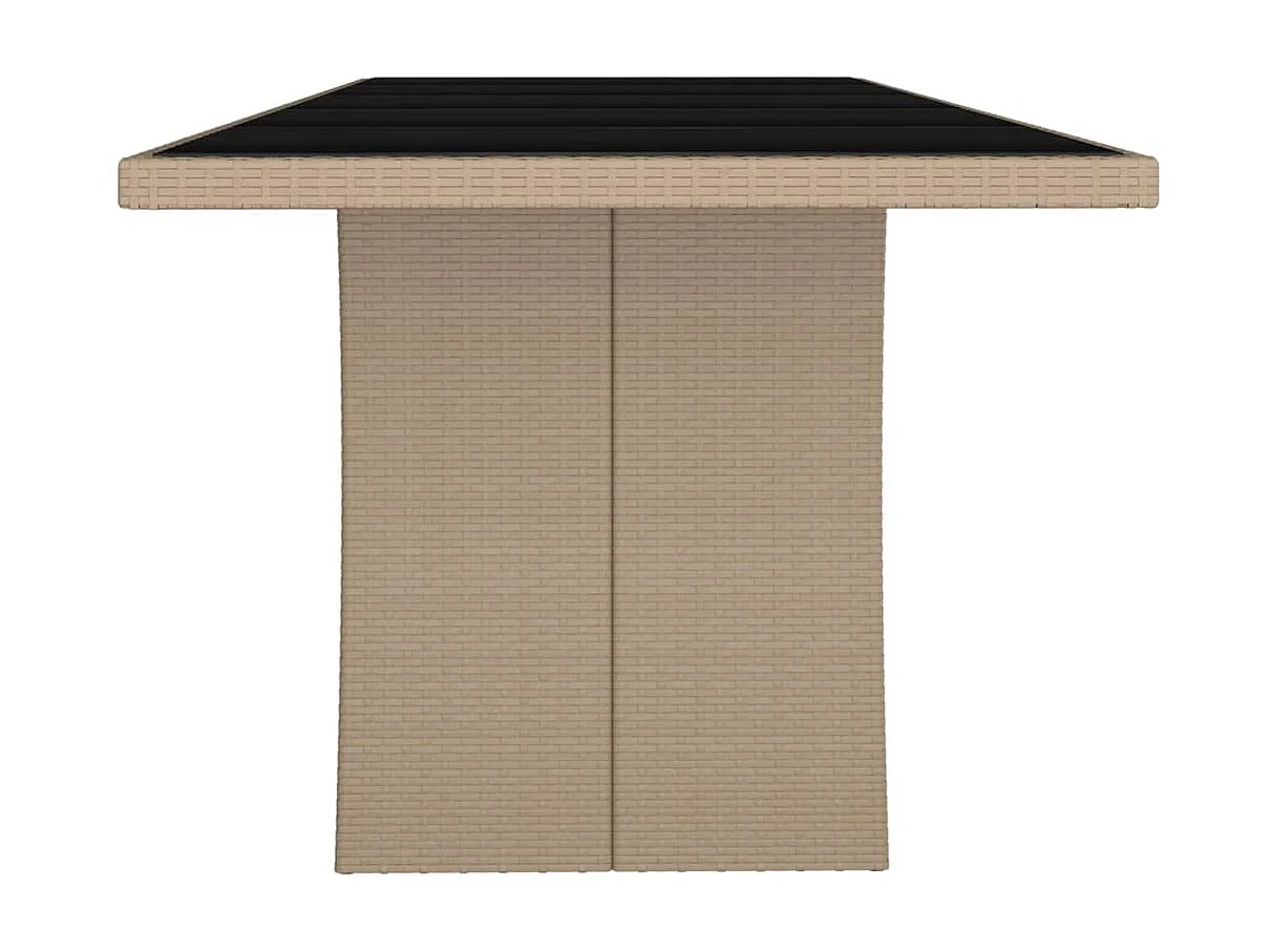 Mesa de jardim c/ tampo de vidro vime PE/vidro temperado bege PT675315