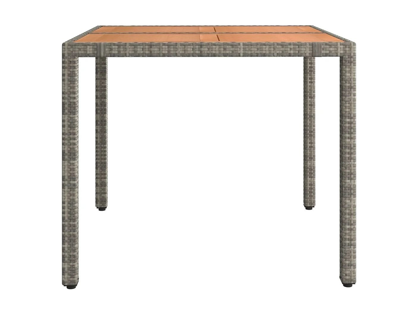 Mesa de comedor de jardín ratán PE gris y superficie madera maciza acacia KOW84871