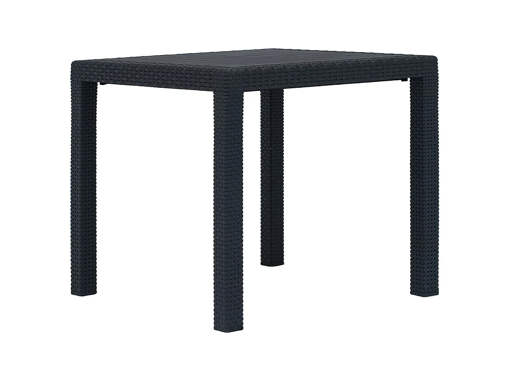 Table de jardin Anthracite 79x79x72cm Plastique Aspect de rotin GHR16186