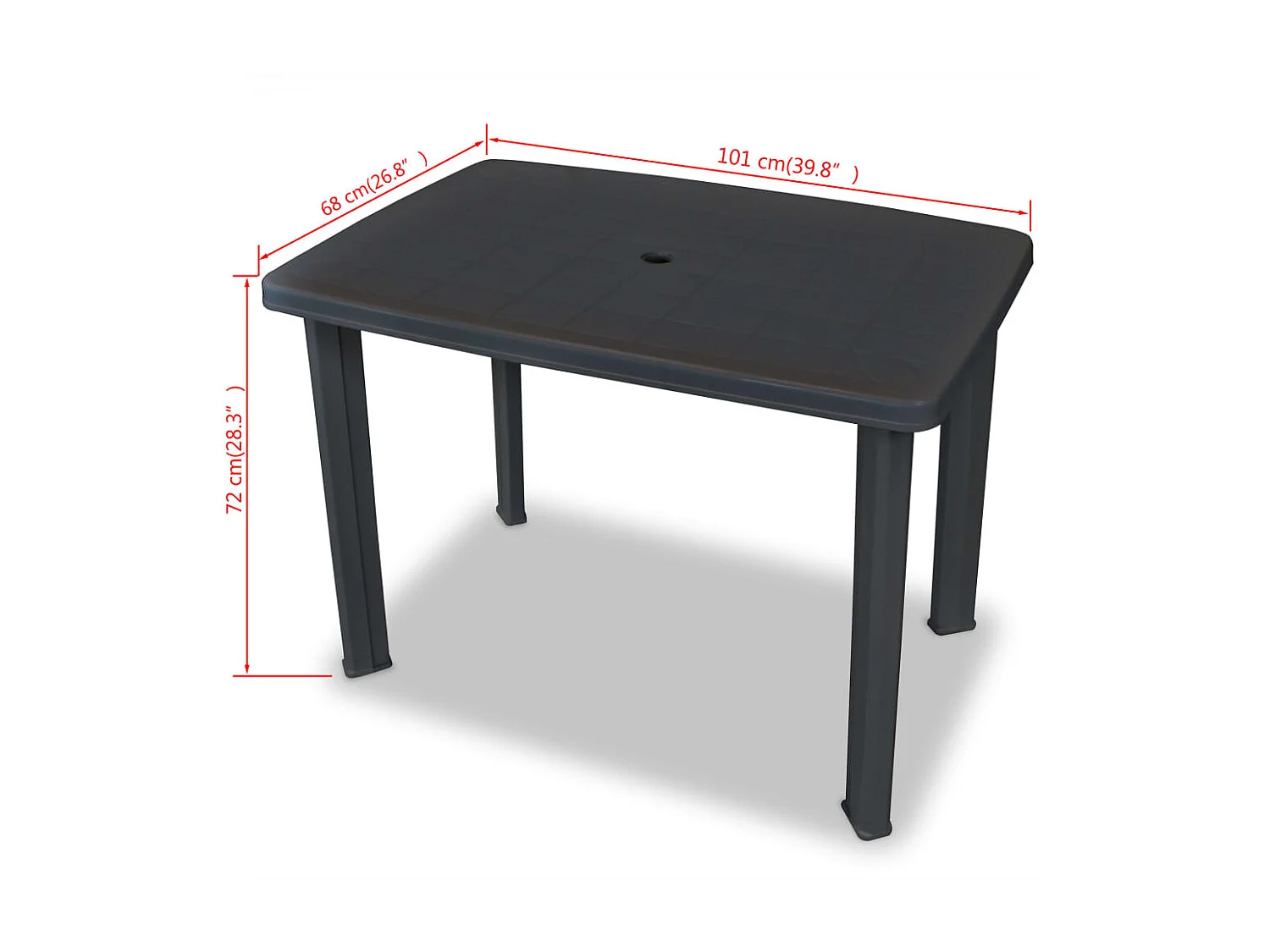 Table de jardin Anthracite 101 x 68 x 72 cm Plastique GHR71514