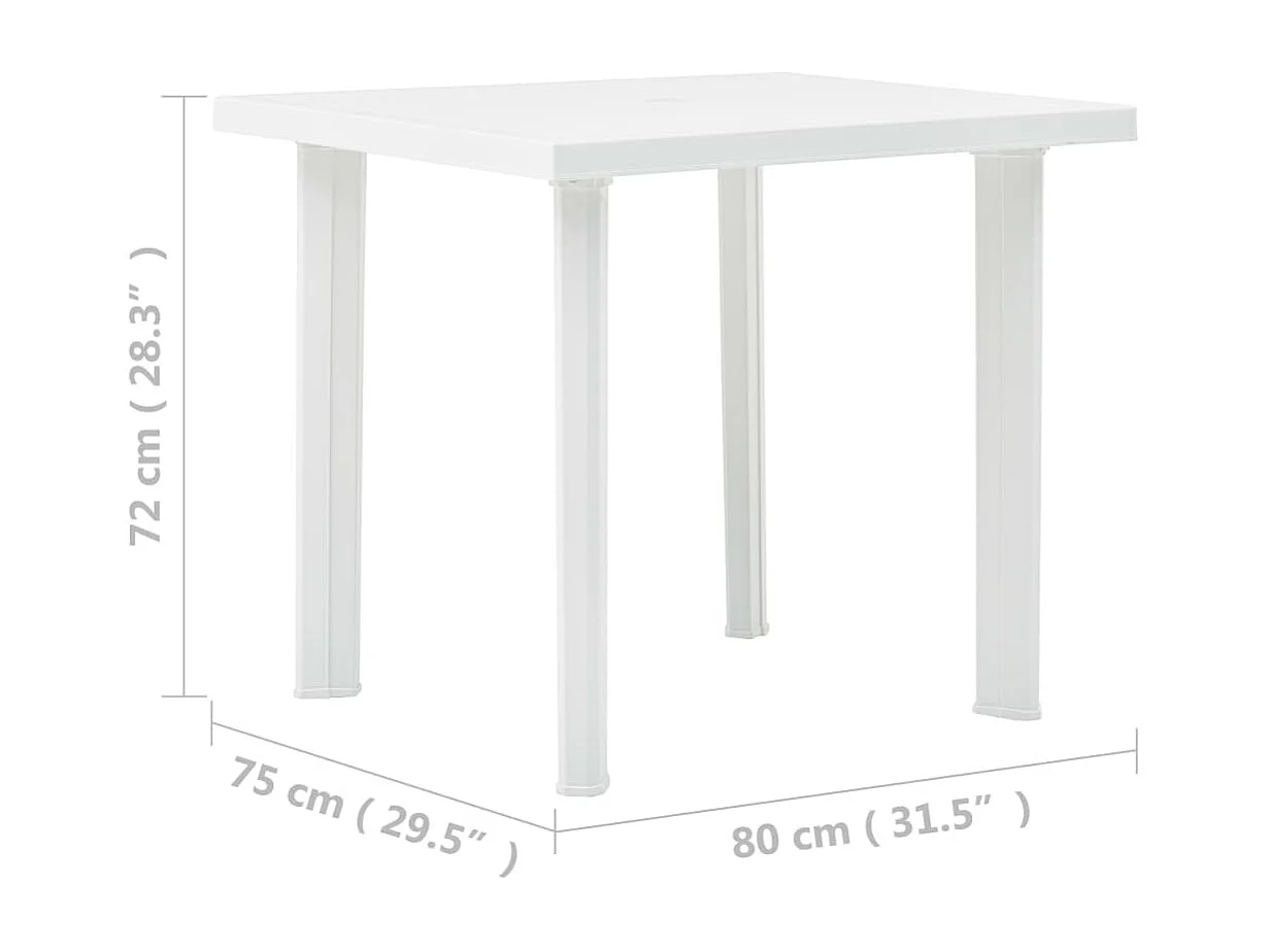 Table de jardin Blanc 80x75x72 cm Plastique GHR27375