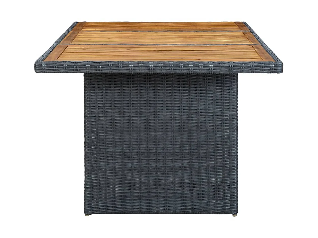 Mesa de jardim vime PE/madeira acácia maciça cinzento-escuro PT164365