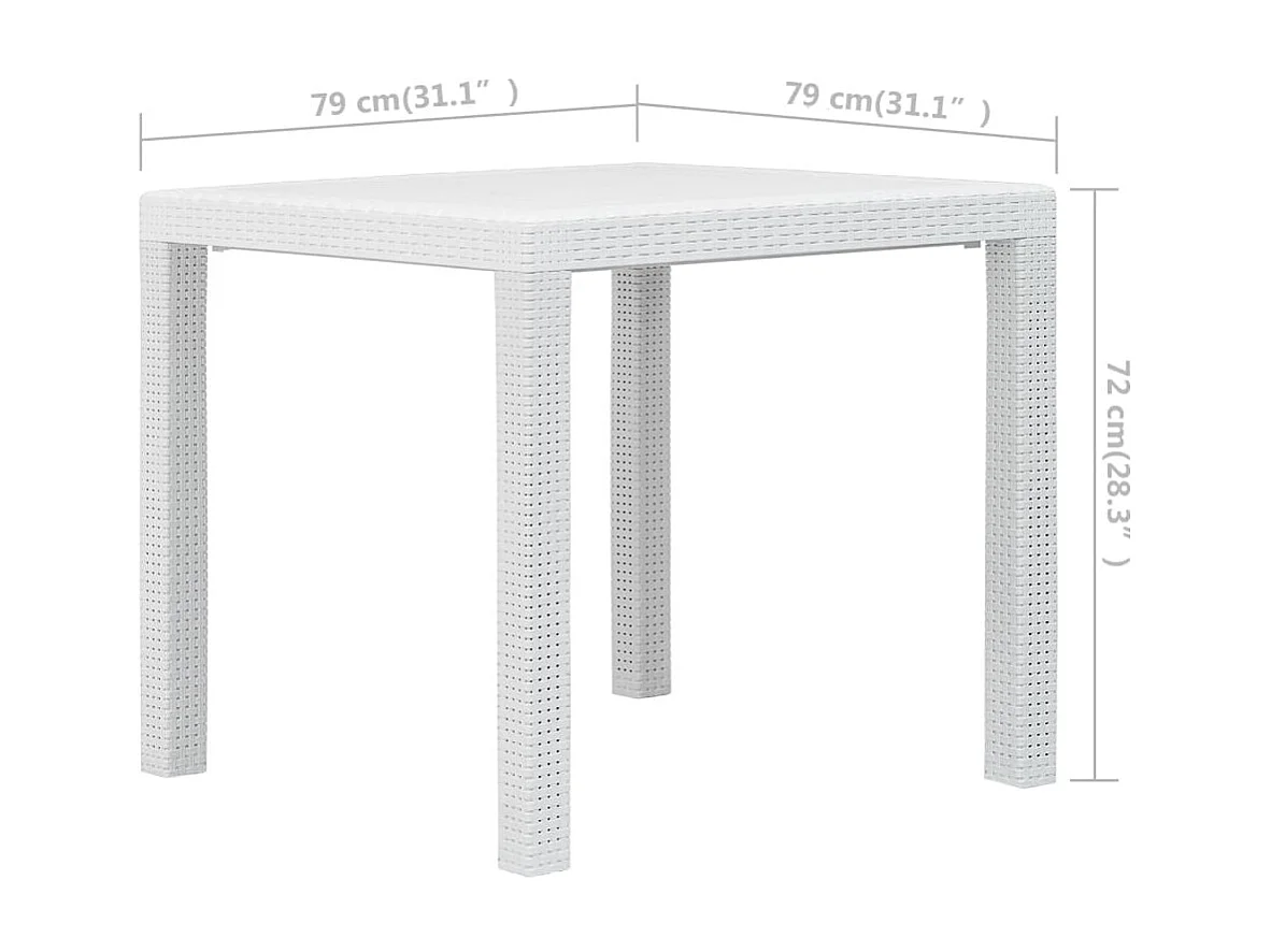 Tuintafel 79x79x72 cm rattan-look kunststof wit NL817058