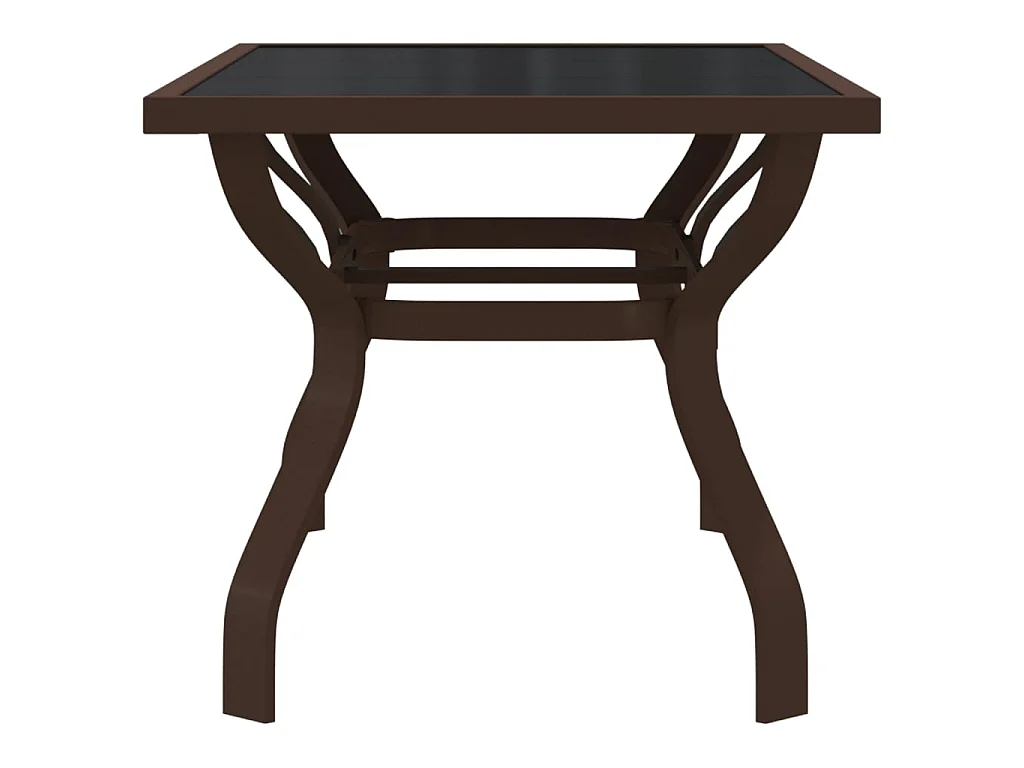 Mesa de comedor de jardín acero y vidrio marrón y negro 140x70x70 cm KOW70883