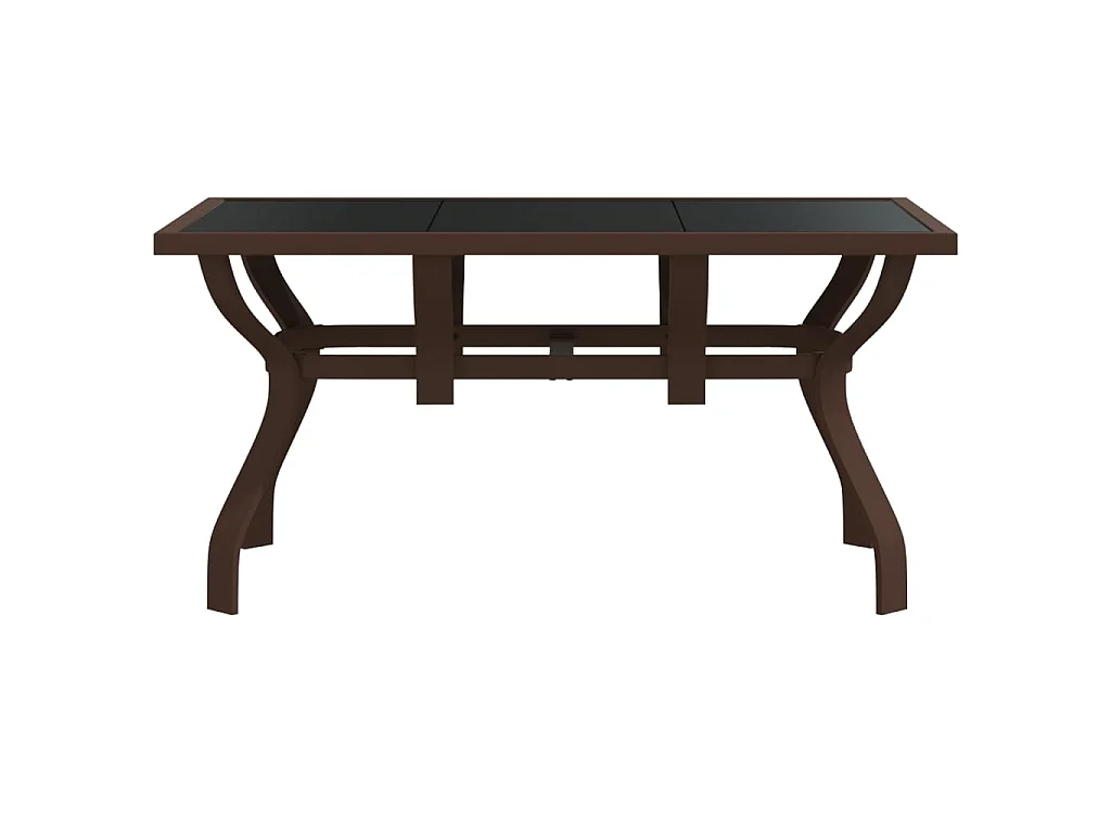 Mesa de comedor de jardín acero y vidrio marrón y negro 140x70x70 cm KOW70883