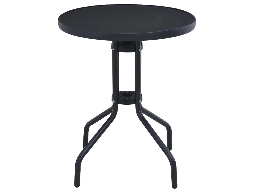 Table de jardin Noir 60 cm Acier et verre GHR57855