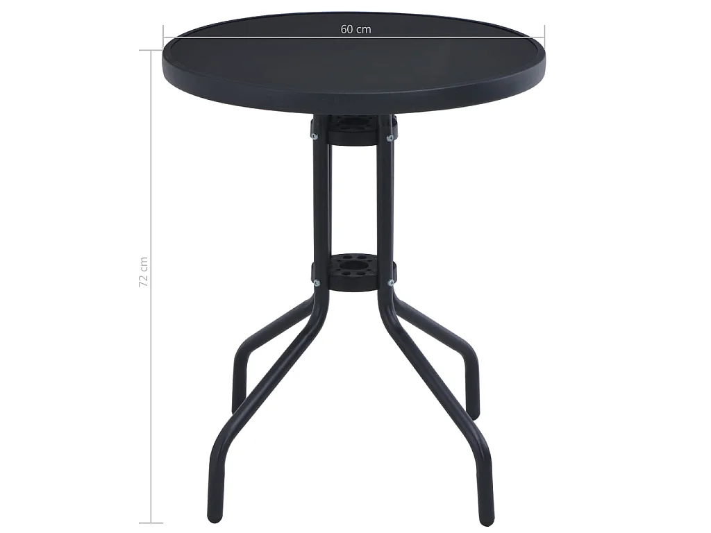 Table de jardin Noir 60 cm Acier et verre GHR57855