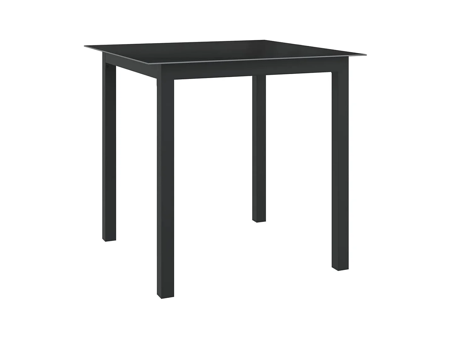 Table de jardin Noir 80x80x74 cm Aluminium et verre GHR95014
