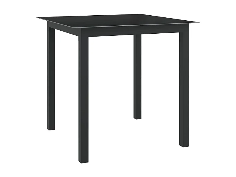 Table de jardin Noir 80x80x74 cm Aluminium et verre GHR95014