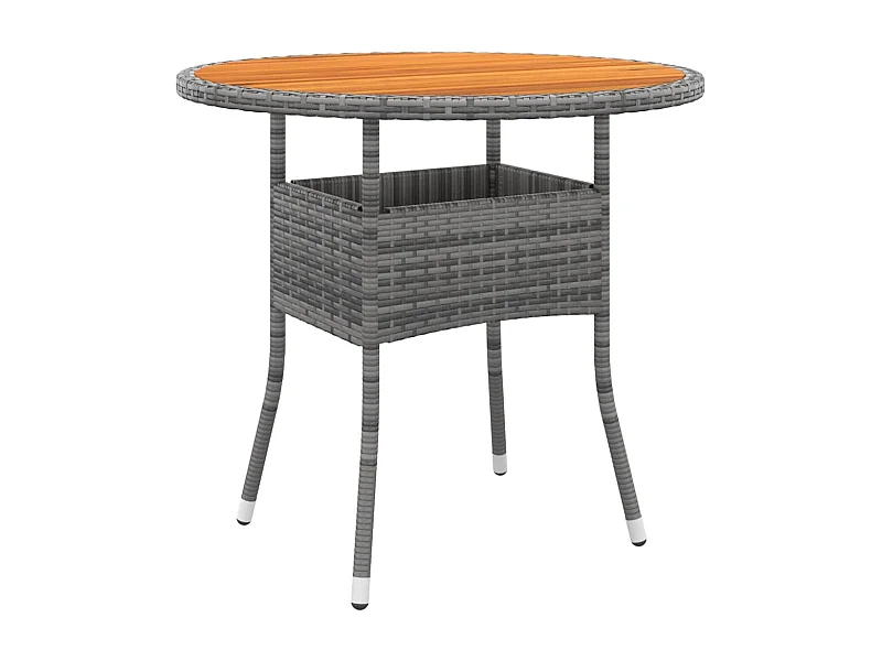 Mesa de jardim Ø80x75 cm madeira de acácia e vime PE cinzento PT740018