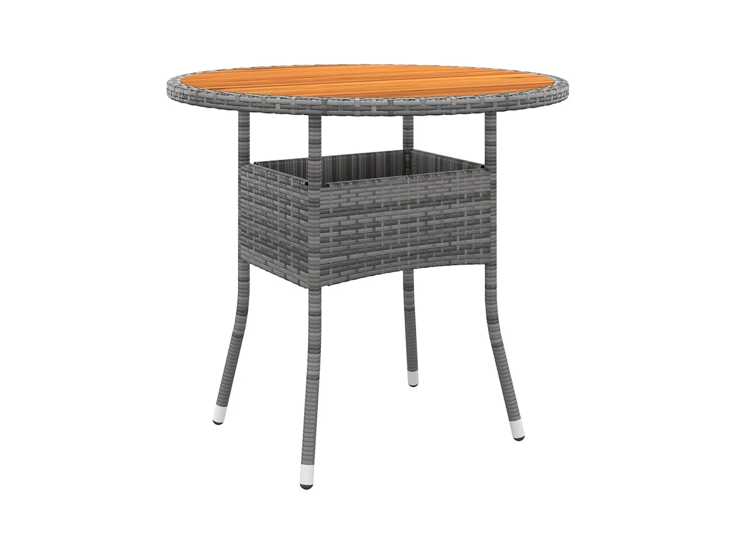 Table de jardin Ø80x75 cm Résine tressée et bois d'acacia Gris GHR99859