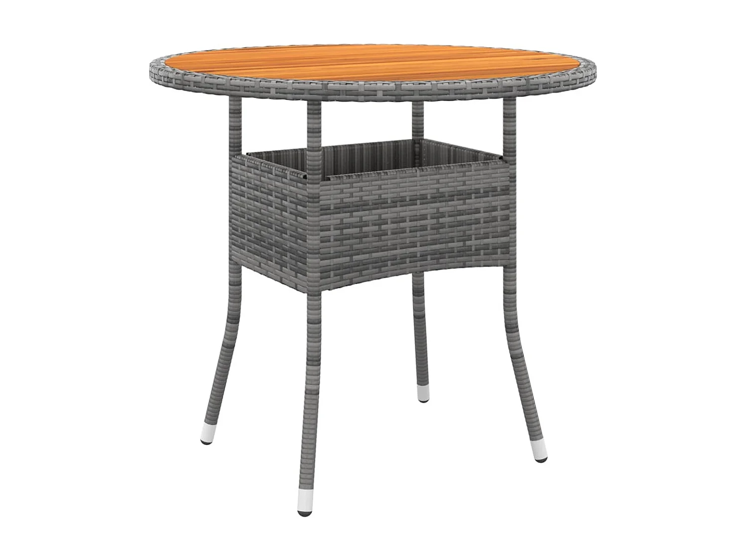 Mesa de jardim Ø80x75 cm madeira de acácia e vime PE cinzento PT740018