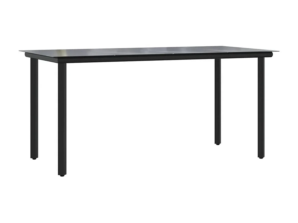 Table à manger de jardin Noir 160x80x74 cm Acier et verre trempé GHR15589