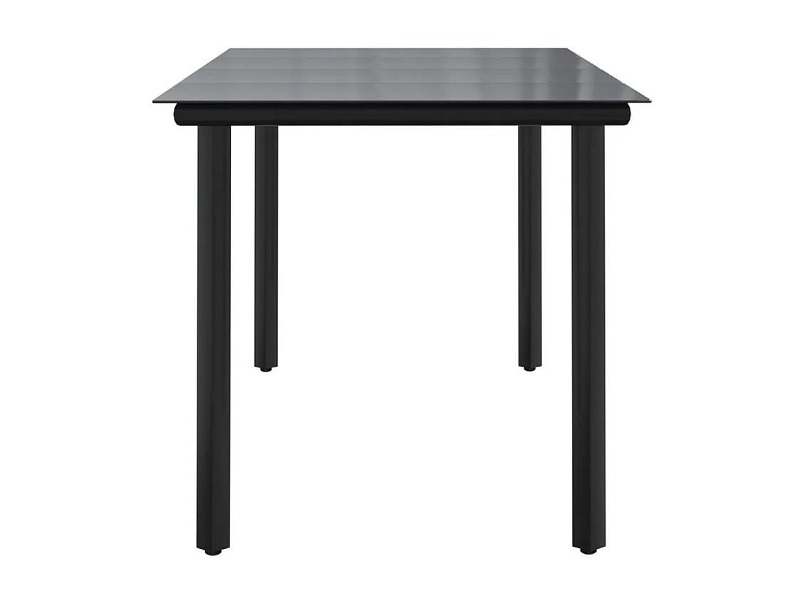 Table à manger de jardin Noir 160x80x74 cm Acier et verre trempé GHR15589