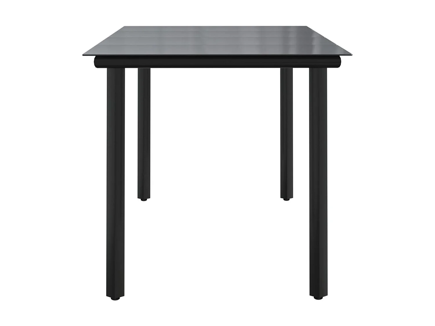 Table à manger de jardin Noir 160x80x74 cm Acier et verre trempé GHR15589