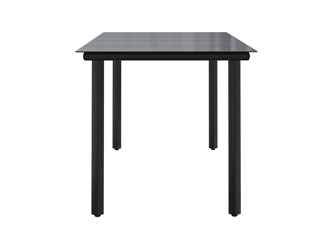 Table à manger de jardin Noir 160x80x74 cm Acier et verre trempé GHR15589