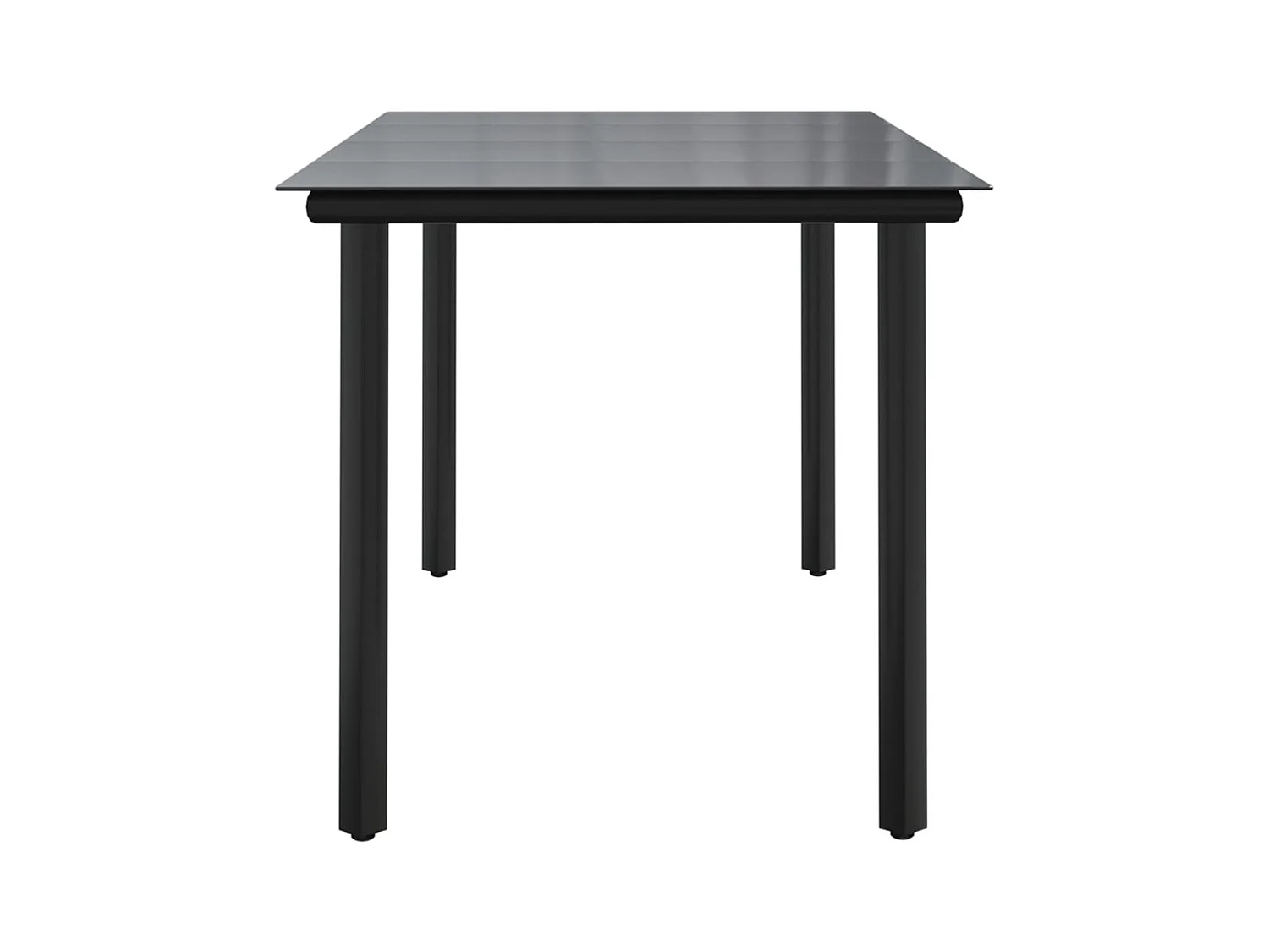Table à manger de jardin Noir 160x80x74 cm Acier et verre trempé GHR15589