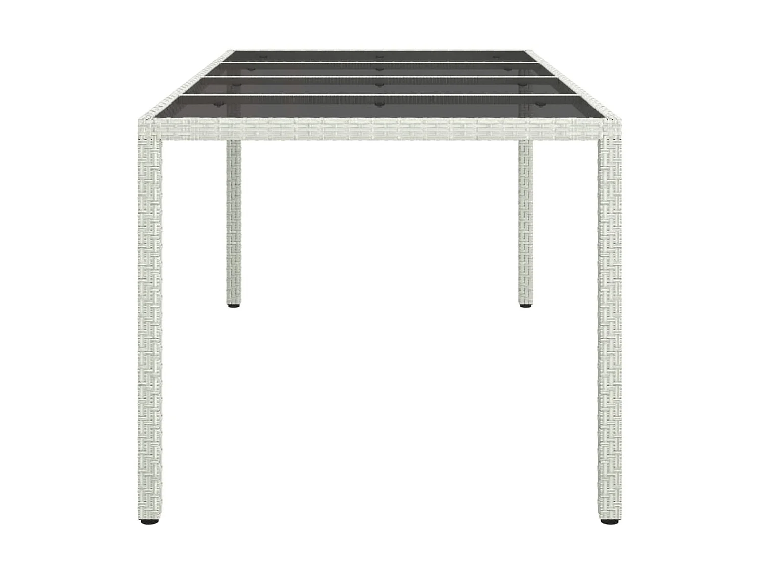 Table de jardin Blanc 190x90x75 cm Verre trempé/résine tressée GHR80379