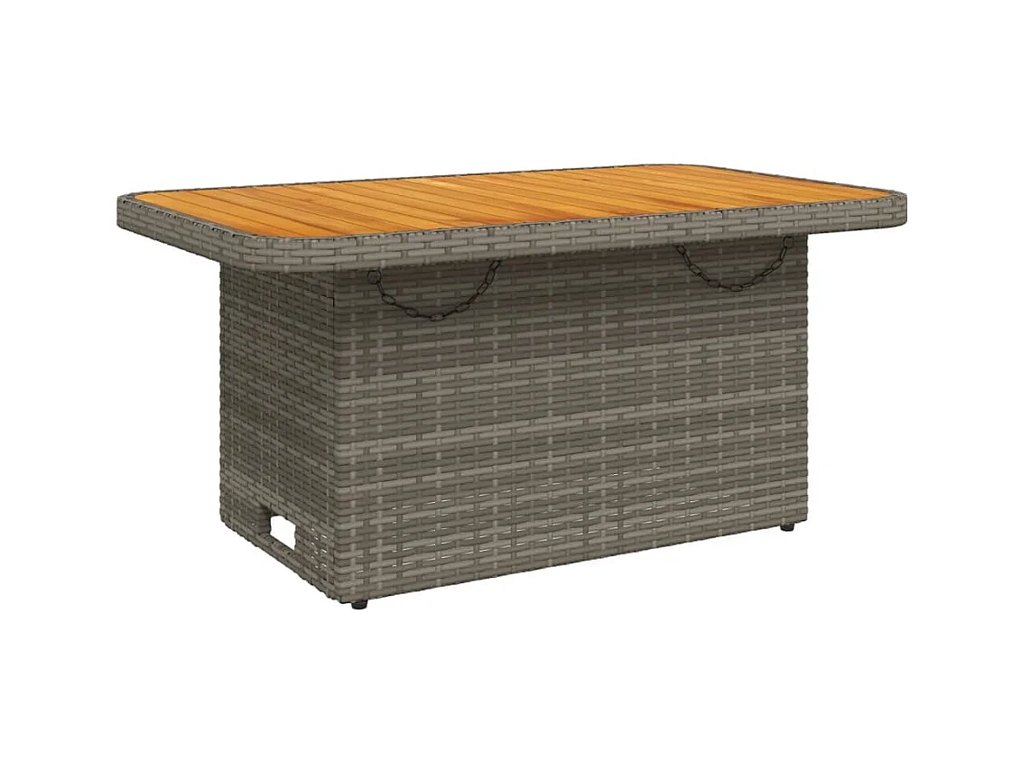 Table de jardin gris 90x55x71cm Résine tressée et bois d'acacia GHR16489