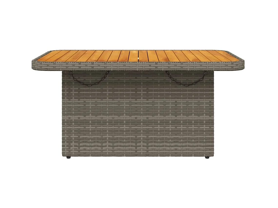 Table de jardin gris 90x55x71cm Résine tressée et bois d'acacia GHR16489