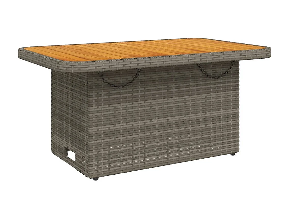 Mesa de comedor de jardín ratán sintético y madera acacia gris 90x55x71 cm KOW61265