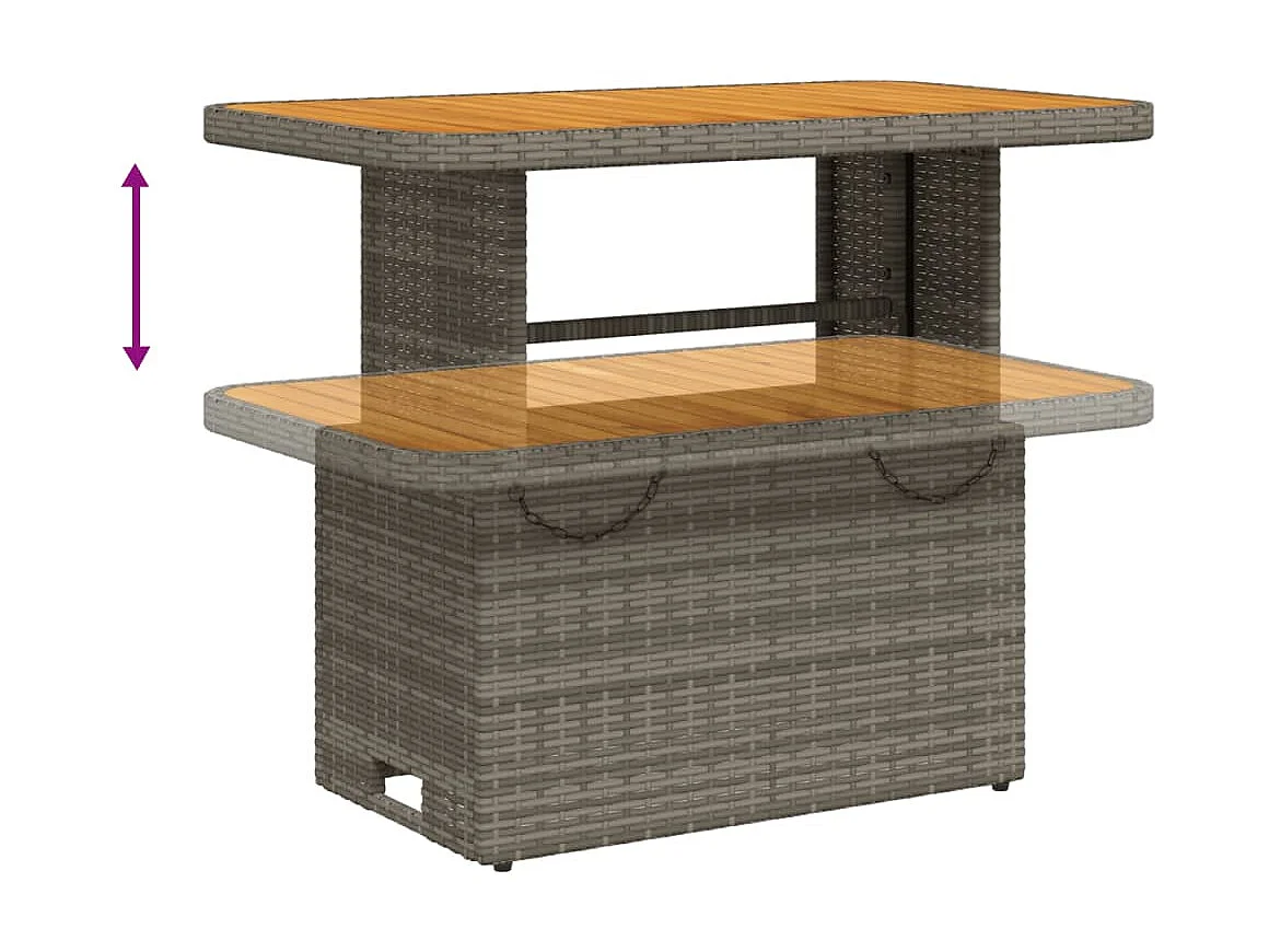 Mesa de comedor de jardín ratán sintético y madera acacia gris 90x55x71 cm KOW61265