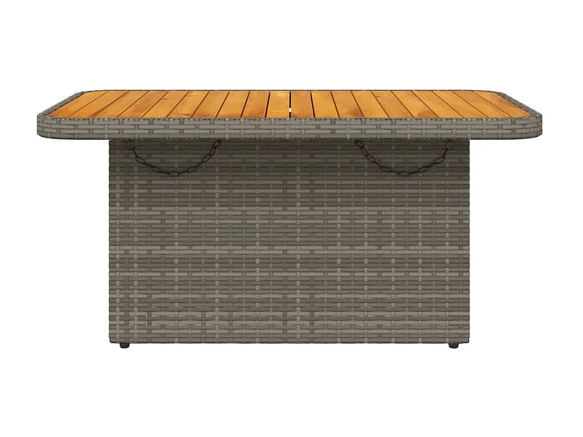 Mesa de comedor de jardín ratán sintético y madera acacia gris 90x55x71 cm KOW61265
