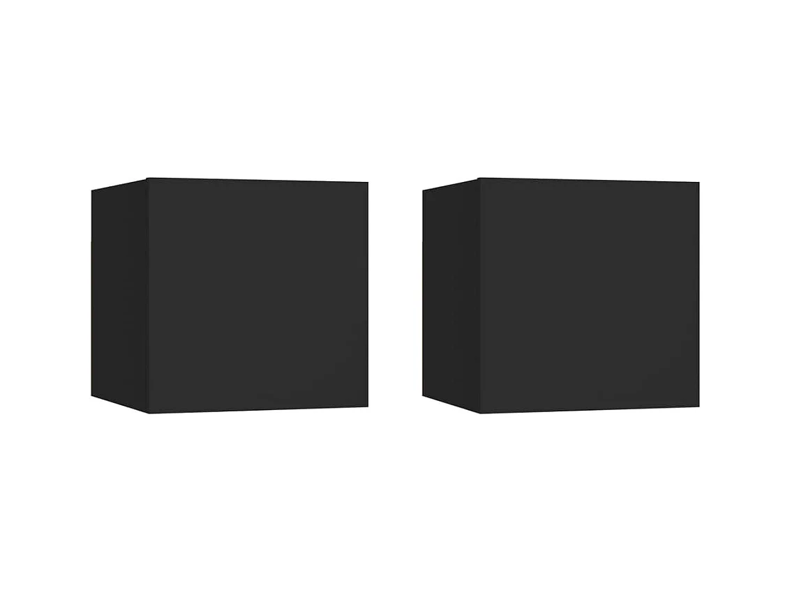 Lot de 2 Tables de chevet Noir 30,5x30x30 cm Aggloméré GHR15999