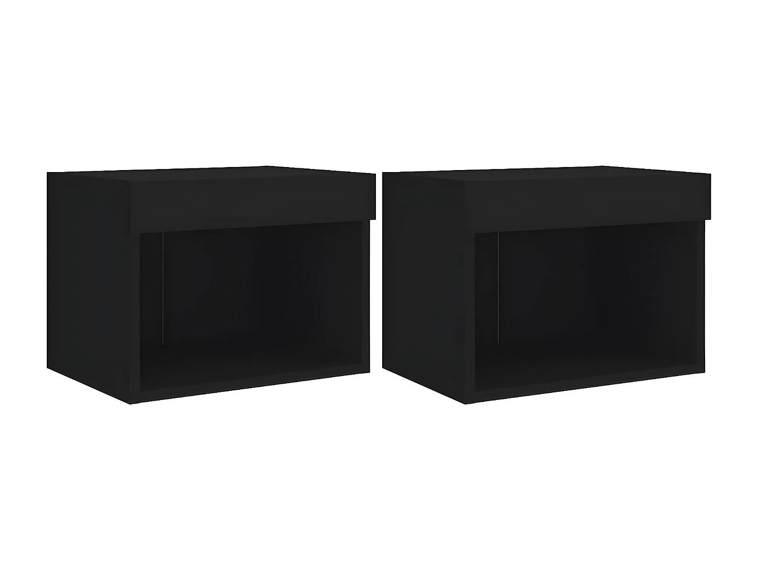 Lot de 2 Tables de chevet murales avec lumières LED noir GHR66896